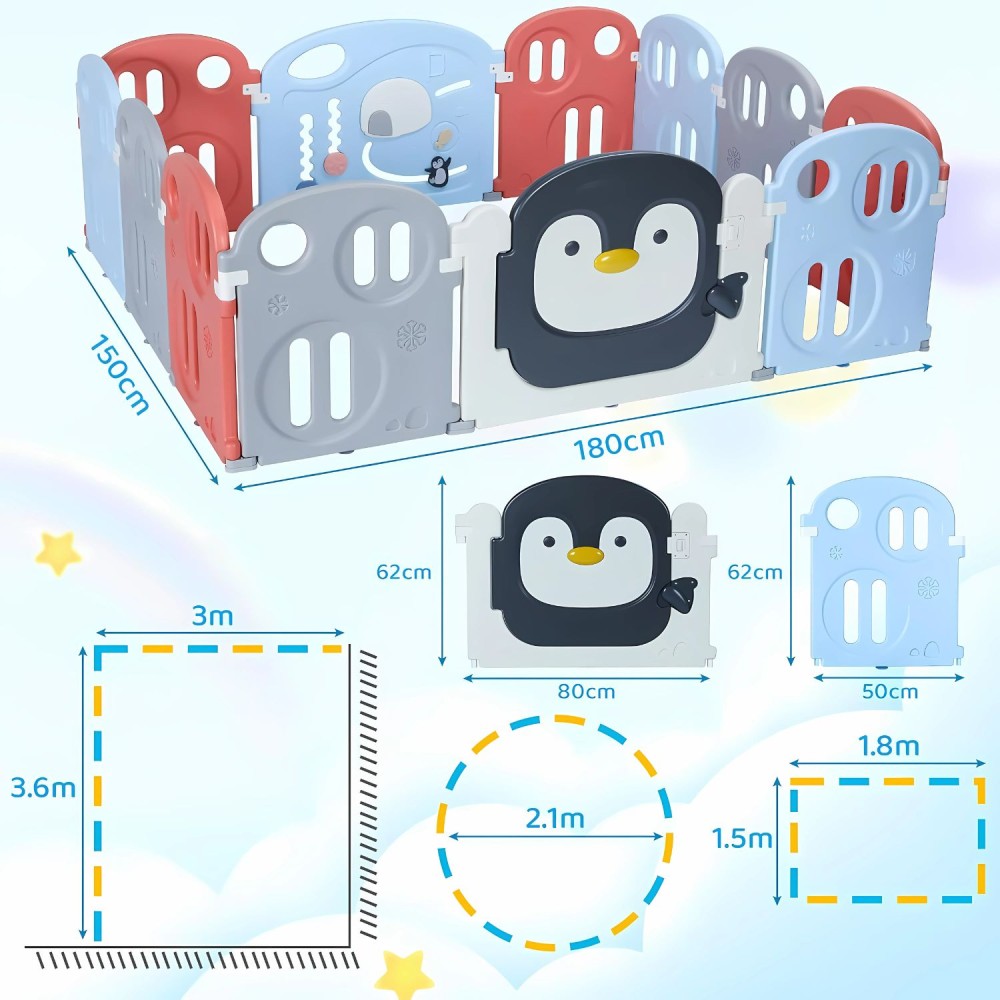 copy of klappbares Laufgitter/ Laufstall & Spielplatz, Pinguin, 150 x 150 cm