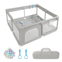 Laufgitter/ Laufstall mit Aufbewahrungstasche, Grau (130 x 130 cm)