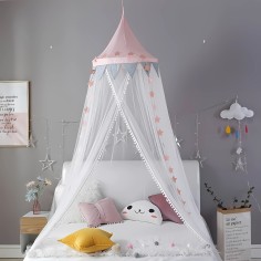 Baldachin/ Betthimmel Rosa/ Weiss