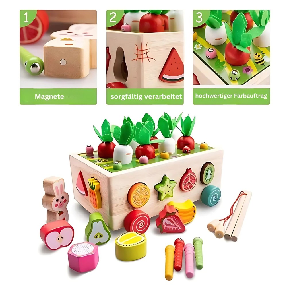 Kinder 6-in-1 Montessori Spielset, Karroten Wagen