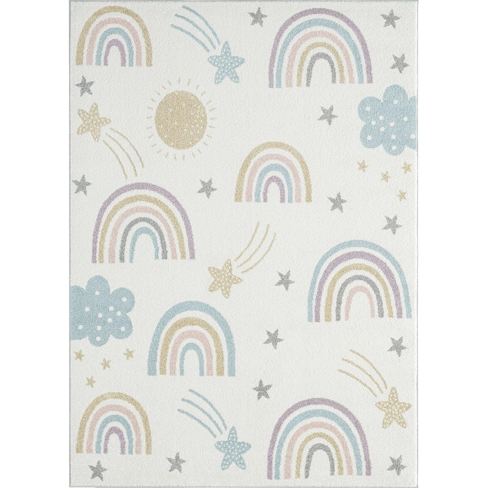 Teppich/ Kinderteppich, Regenbogen/ Ivory