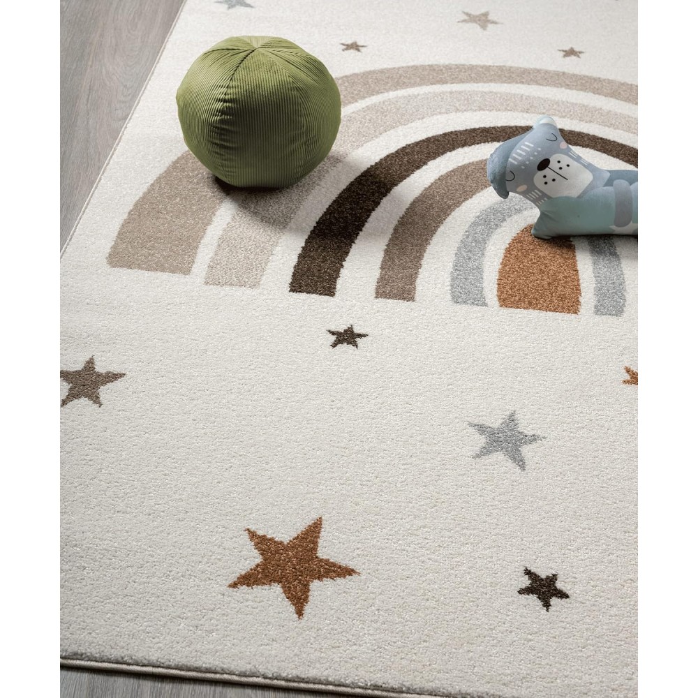 Teppich/ Kinderteppich, Regenbogen/ Taupe