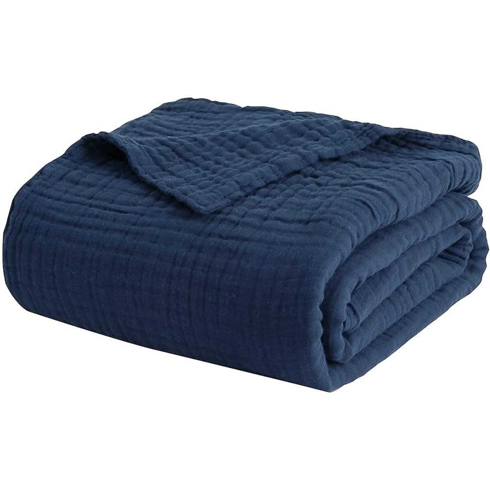 6-lagige Musselin Decke, 180x140 cm - Navy