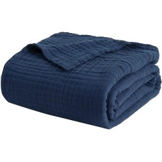 6-lagige Musselin Decke, 180x140 cm - Navy