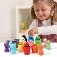 Kinder Holz Sortierspielzeug Montessori, Becher
