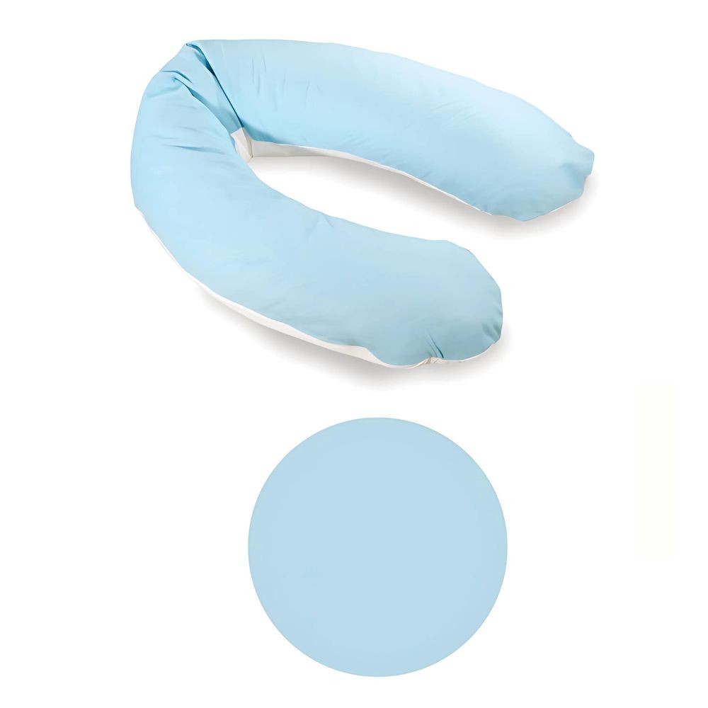 Stillkissenbezug 190 cm, zweilagige Musselin Baumwolle - Azur