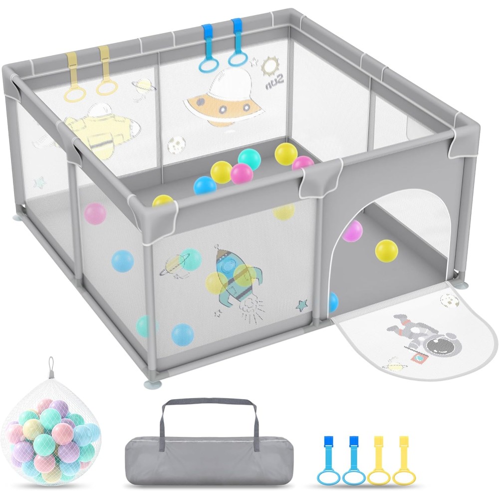 Laufgitter/ Laufstall + Aufbewahrungstasche + Bälle, Weltraum