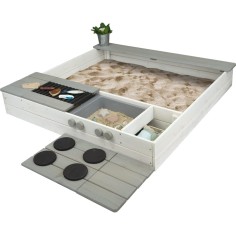 Sandkasten für Kinder aus Holz mit Spielküche