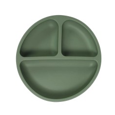 Silikon Teller mit Saugknöpfen, Olive