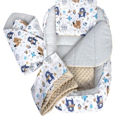 Baby Kuschelnestchen Set, 5-teilig, Minky Beige