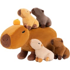 Capybara Plüschtier mit 4 Baby-Capybaras im Bauch