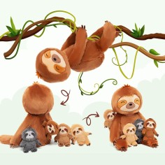 Faultier Plüschtier mit 4 Baby-Faultiere im Bauch