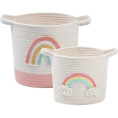 Aufbewahrungskorb aus Baumwolle, 2er Set, Regenbogen