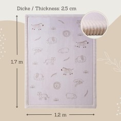 wolkenweiche Baby Spielmatte, 170 x 120 x 2,5 cm, Safari