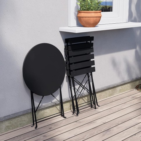 Bistro Set, Gartenmöbel Set, klappbar, schwarz