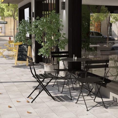 Bistro Set, Gartenmöbel Set, klappbar, schwarz