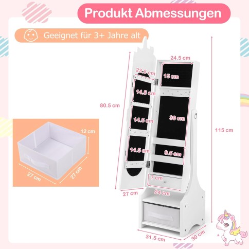 2-in-1 Kinderspiegel mit Schmuckschrank