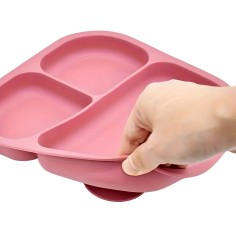 Silikon Teller mit Saugknöpfen, Grau