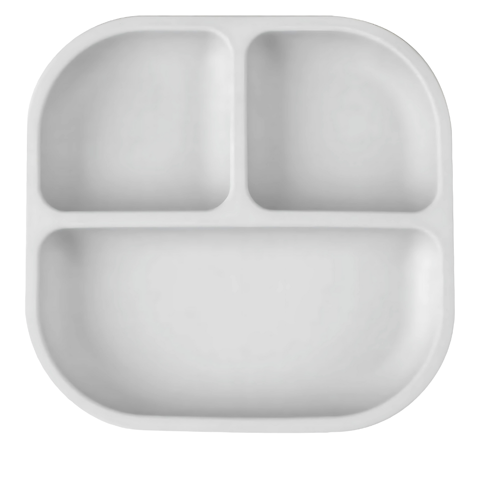 Silikon Teller mit Saugknöpfen, Grau