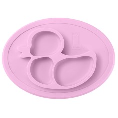 Silikon Rutschfester Baby Silikon Tischset Teller, Ente/ Rosa