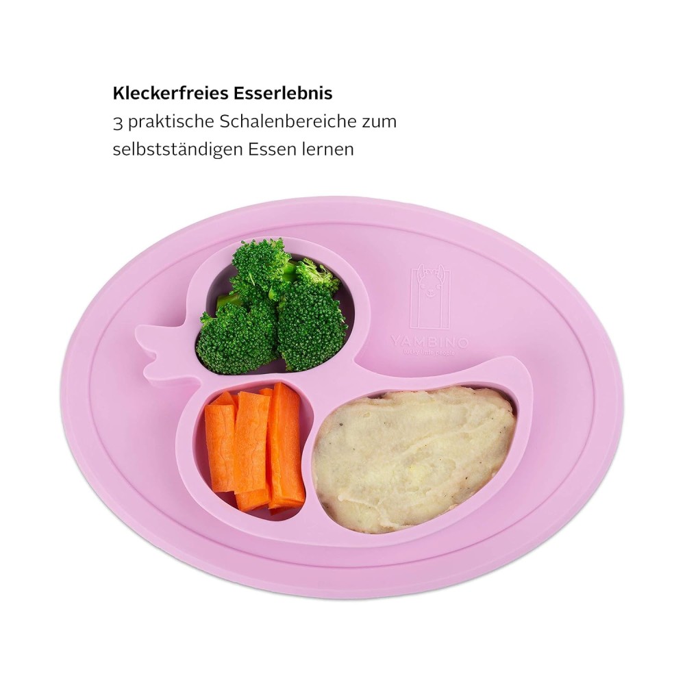 Silikon Rutschfester Baby Silikon Tischset Teller, Ente/ Rosa