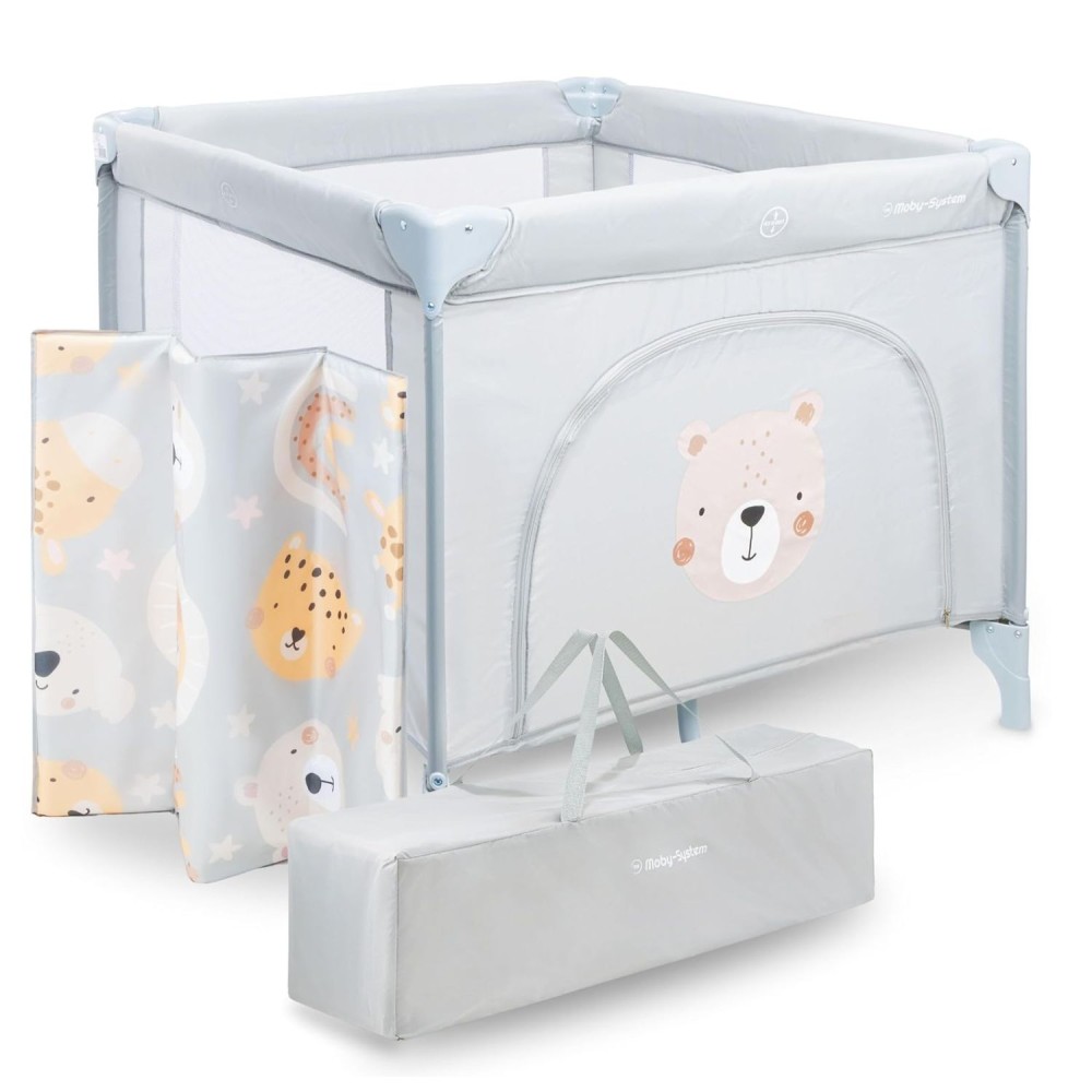 Laufgitter/ Laufstall + Spielmatte + Tasche, faltbar, Bär
