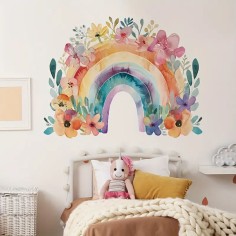 Wandsticker, Blumen Regenbogen
