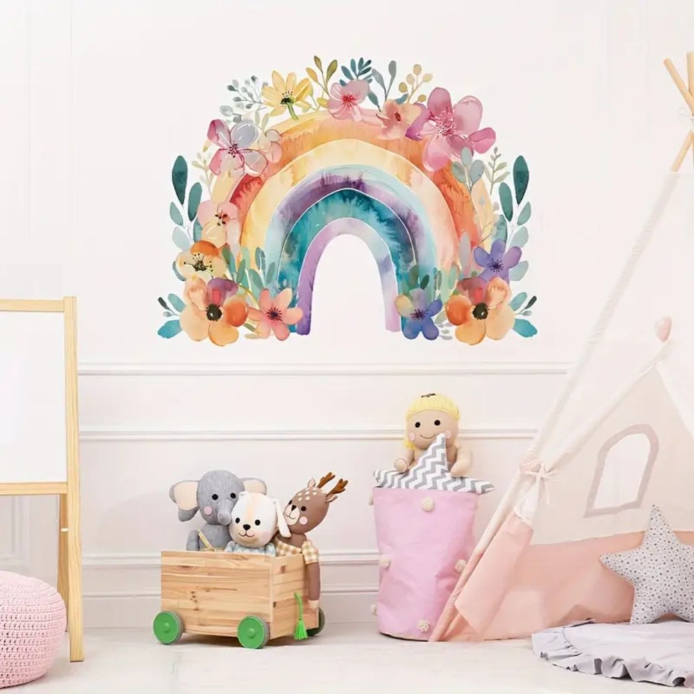 Wandsticker, Blumen Regenbogen