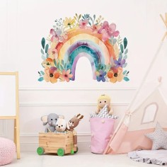 Wandsticker, Blumen Regenbogen