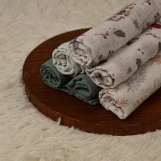 Mulltuch/Spucktücher Set, 6 Stück, 70x70 cm, Train & Forest