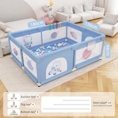 Laufgitter/ Laufstall + Aufbewahrungstasche, inklusive 50 Bällen, 4 X Zugringen, 1X Ballaufbewahrungskorb-Blau