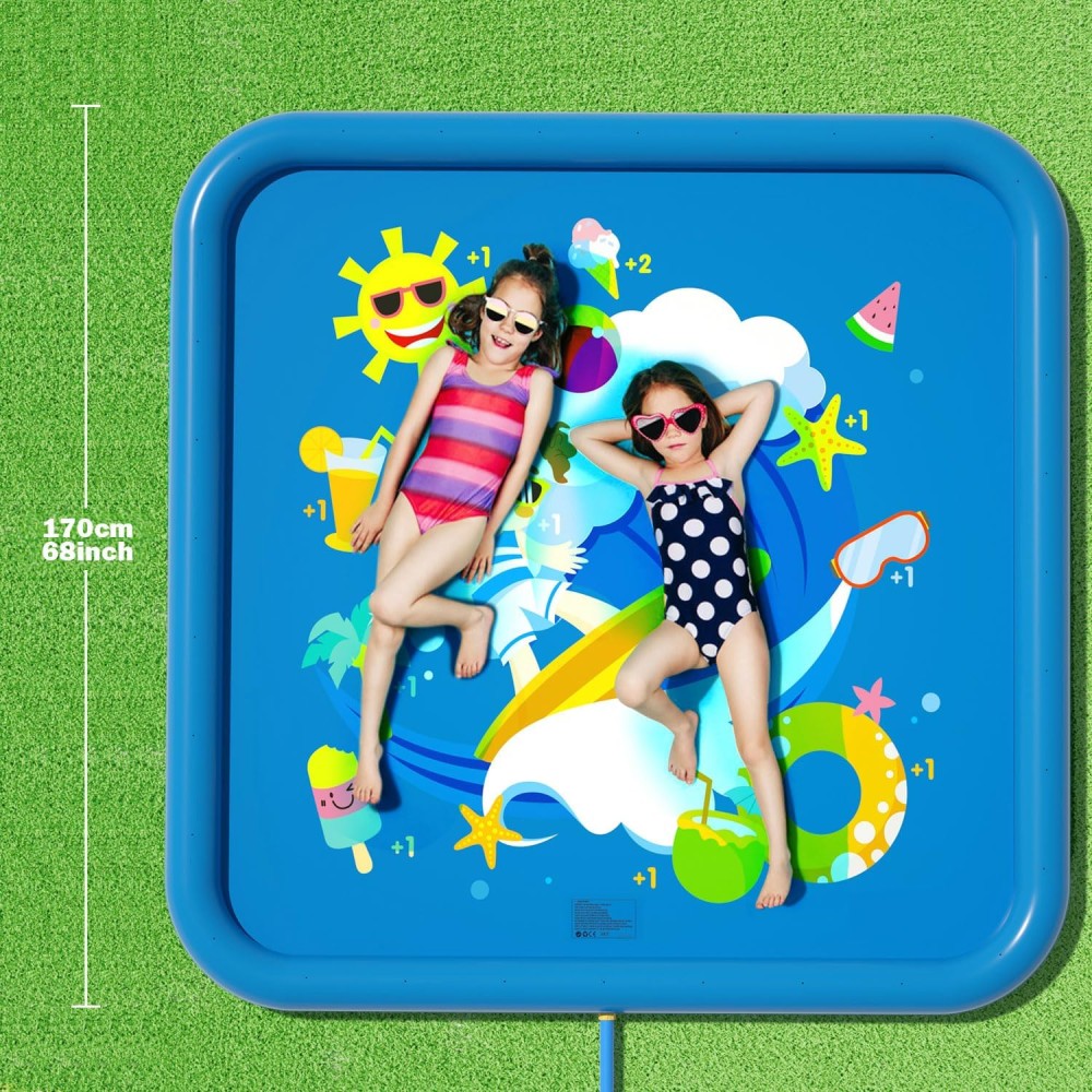 Peradix Splash Pad – Sprinkler-Wasserspielmatte 170 cm | Rutschfestes Outdoor-Spielzeug für Kinder