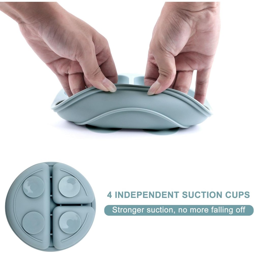 Silikon Teller mit Saugknöpfen, Blau