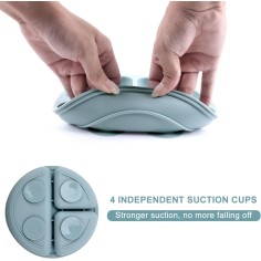 Silikon Teller mit Saugknöpfen, Blau