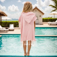 Poncho à rayures pour enfants avec péage