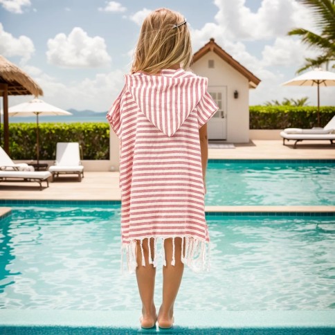 Poncho à rayures pour enfants avec péage