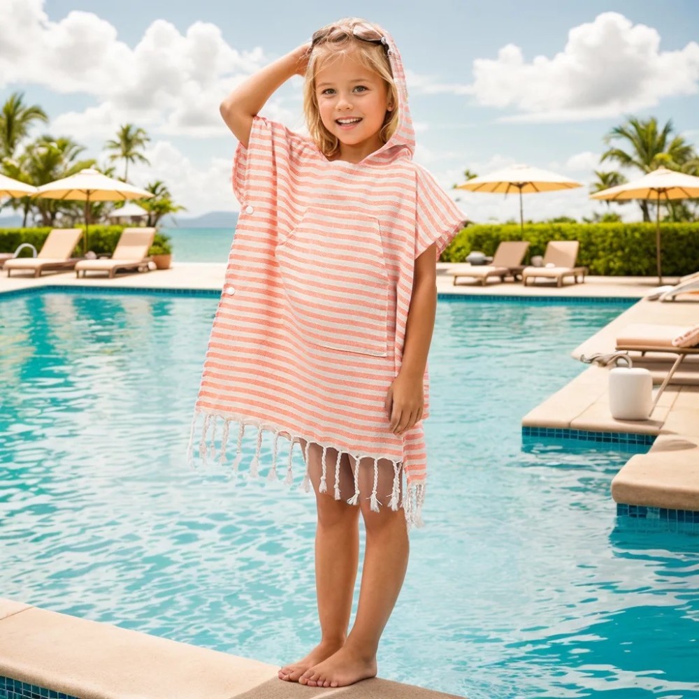 Poncho à rayures pour enfants avec péage