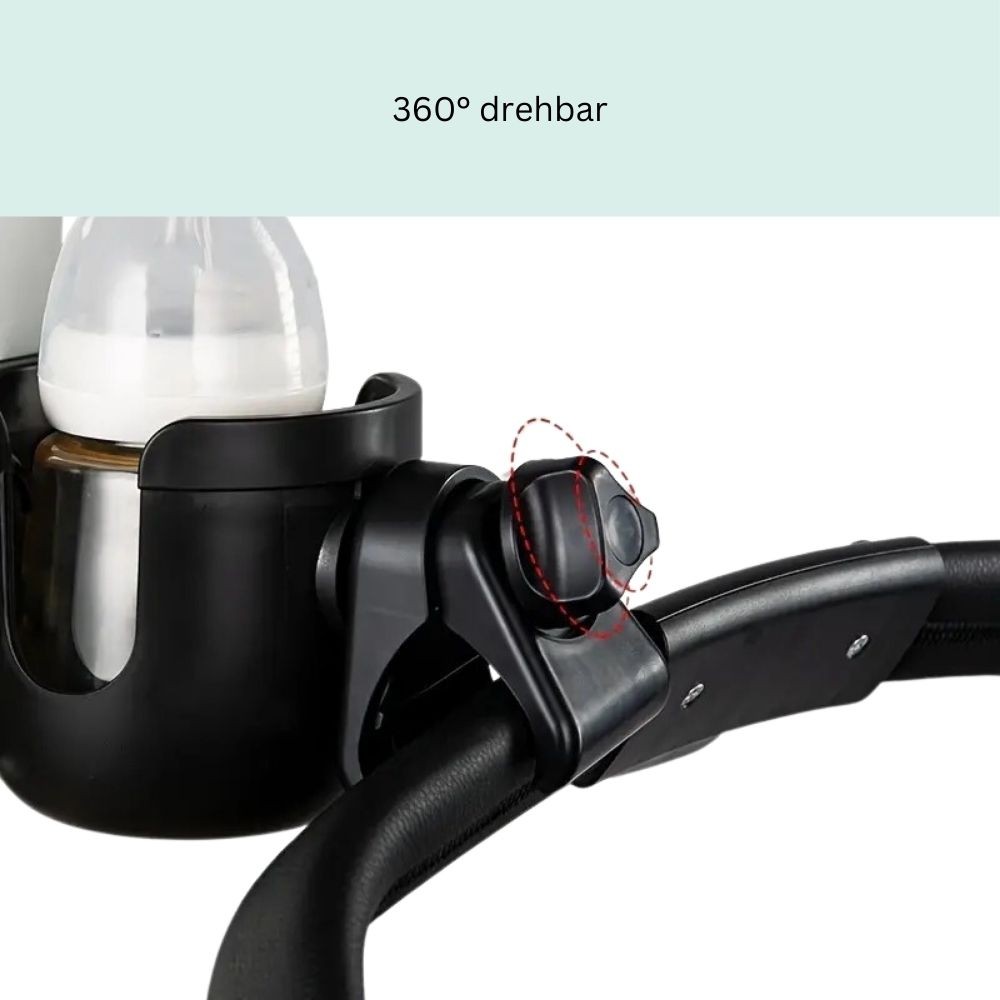 Kinderwagen Becherhalter mit Handy-Halterung, Schwarz