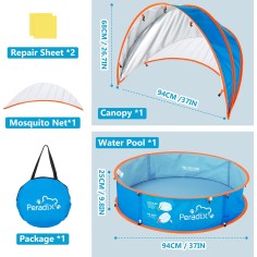 Peradix 4-in-1 Pop-Up Baby Planschbecken mit UV-Schutz, blau