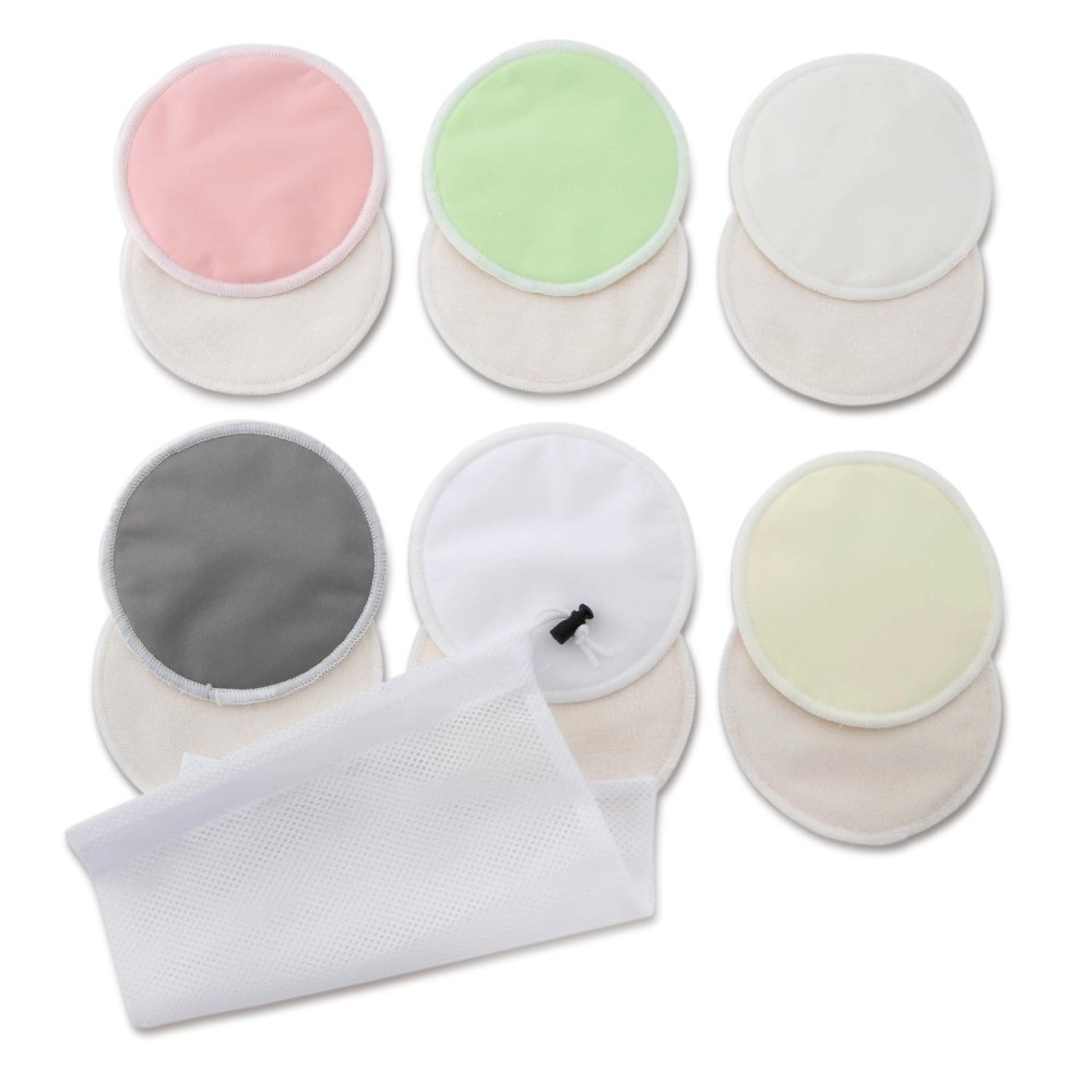 Coussinets d’allaitement lavables en bambou (12 pcs)