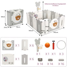 copy of klappbares Laufgitter/ Laufstall & Spielplatz, Pinguin, 150 x 150 cm