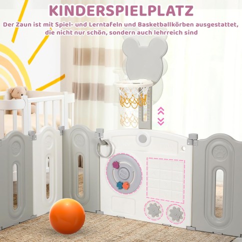 klappbares Laufgitter/ Laufstall & Spielplatz, Bär/ grau, 150 x 150 cm