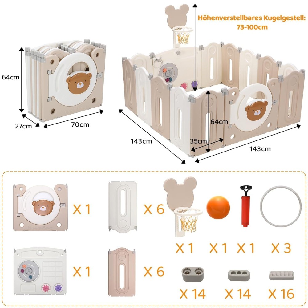 copy of klappbares Laufgitter/ Laufstall & Spielplatz, Pinguin, 150 x 150 cm