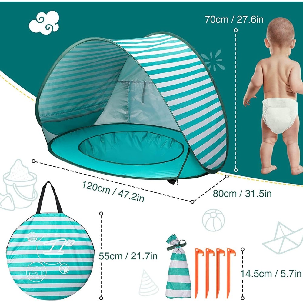 Baby Pop-Up Strandzelt mit Mini-Pool und UV-Schutz