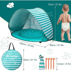 Baby Pop-Up Strandzelt mit Mini-Pool und UV-Schutz