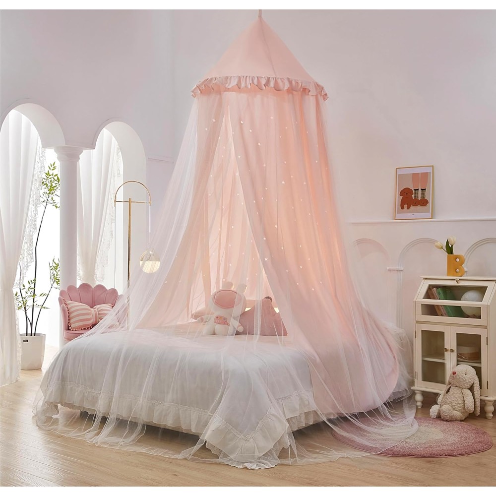 Prinzessinnen-Betthimmel Baldachin mit leuchtendem Sternendesign