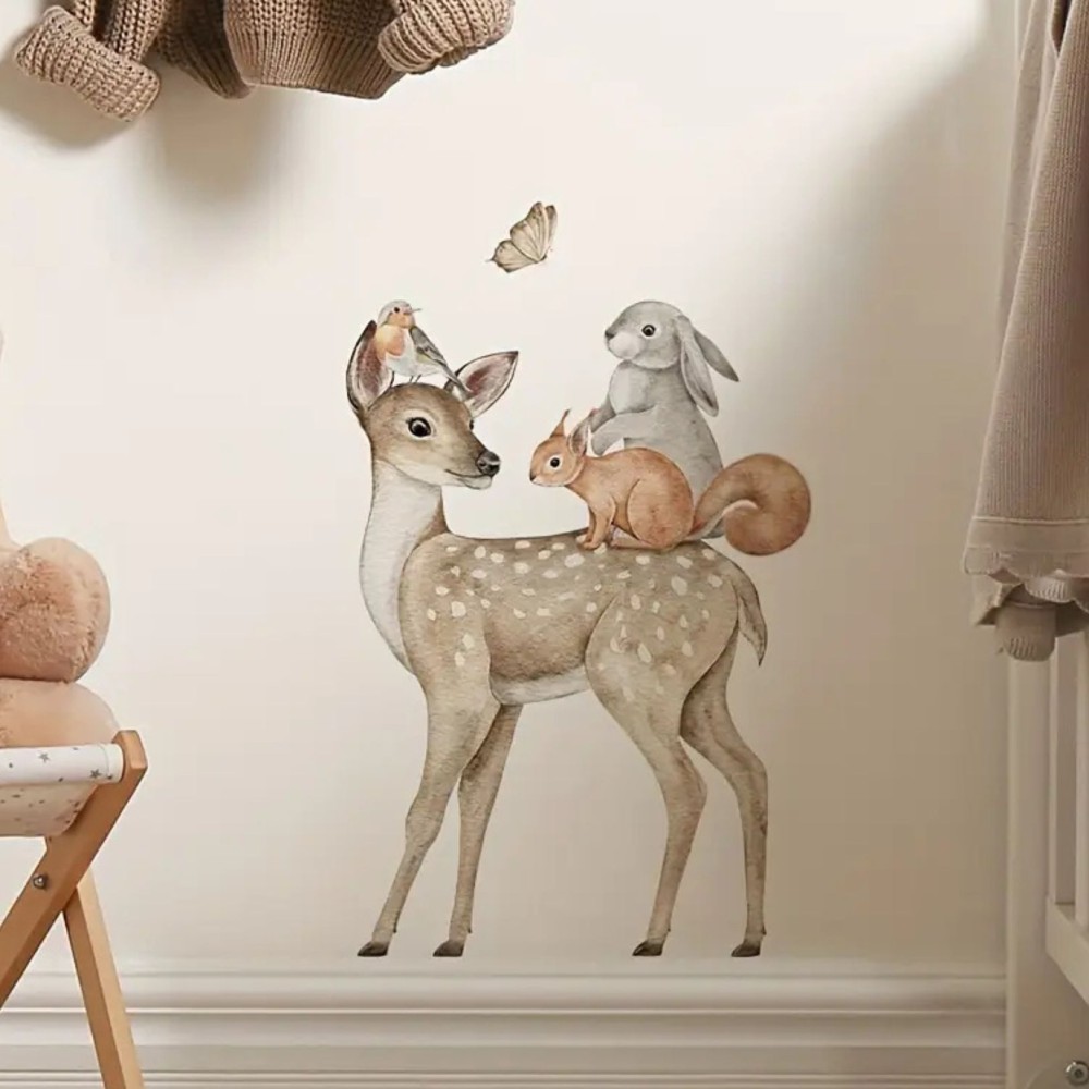 Wandsticker, Reh mit Freunden