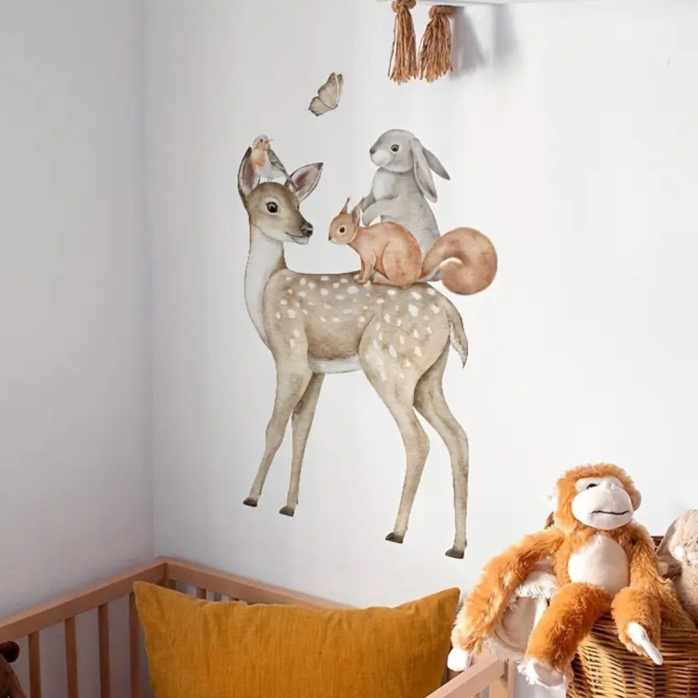 Wandsticker, Reh mit Freunden
