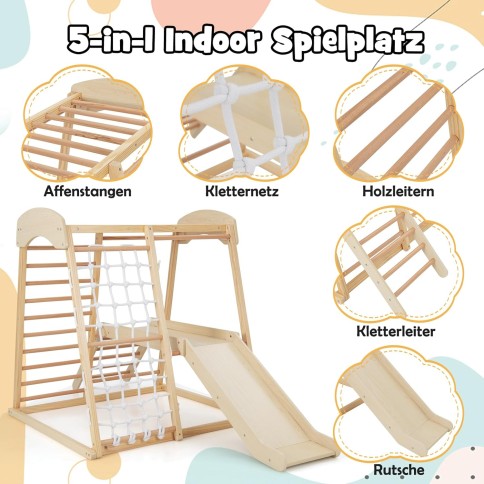 DREAMADE Kinder Klettergerüst, Natur