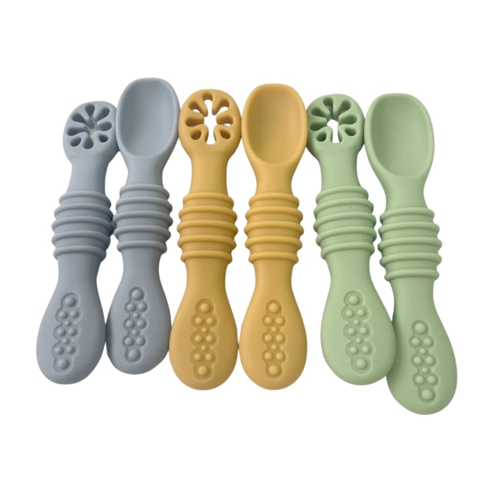 Set de cuillères pour bébé en silicone – 6 cuillères souples d’apprentissage